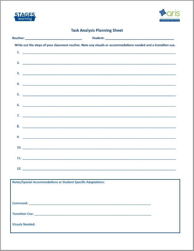 Task Analysis Planning Sheet