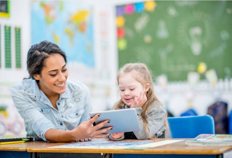 Language Builder Online app shown running on a tablet